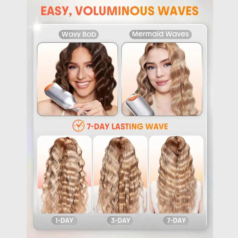 25mm Dual Barrel Hair Waver with 5 Adjustable Heat Settings - Create Effortless Waves & Curls