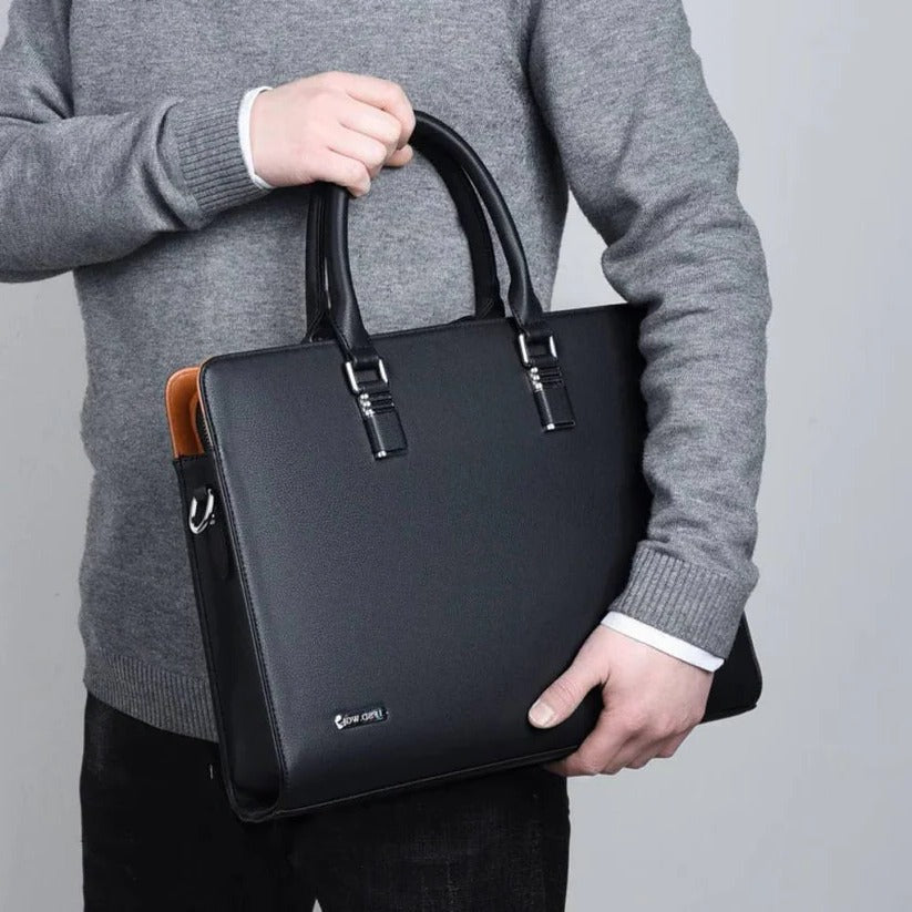 Men's Leather Laptop Shoulder Bag - Fits 14-15 Inch Laptops, Stylish & Durable Design