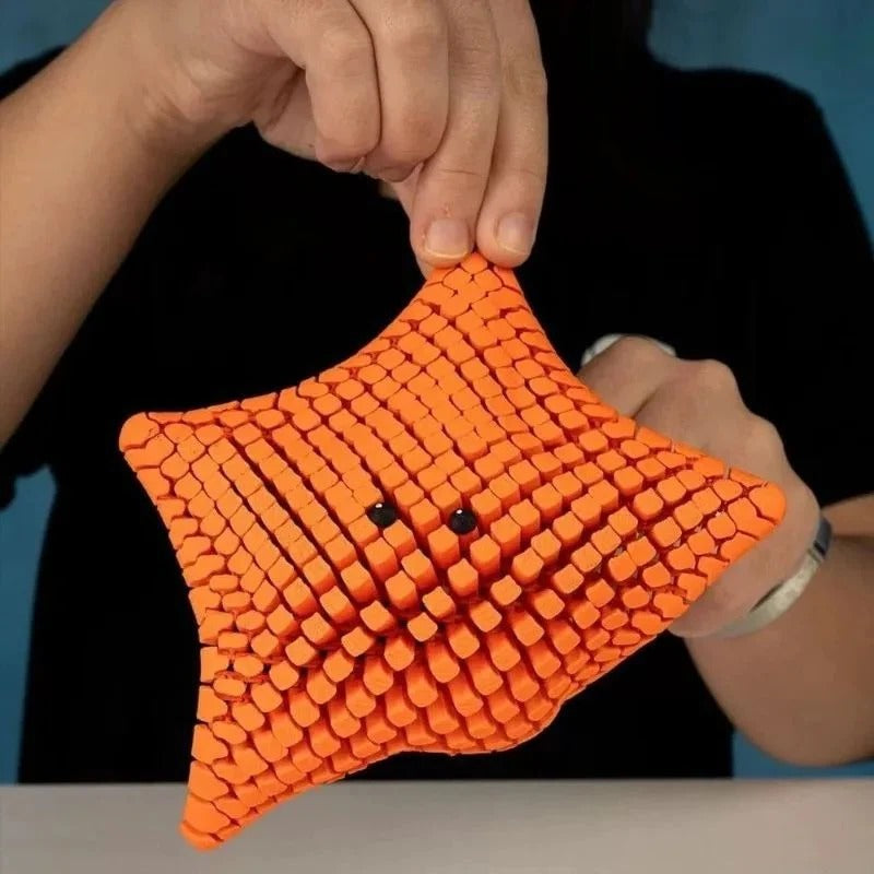 3D Printed Articulated Starfish Fidget Toy - Perfect for Desk & Travel Stress Relief