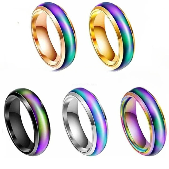Thermochromic Mood Ring with Durable Stainless Steel Band - Color Changing Jewelry for Unique Style