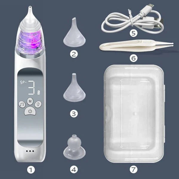 Rechargeable Electric Baby Nasal Aspirator - 3 Suction Modes & Soothing Music for Easy Congestion Relief