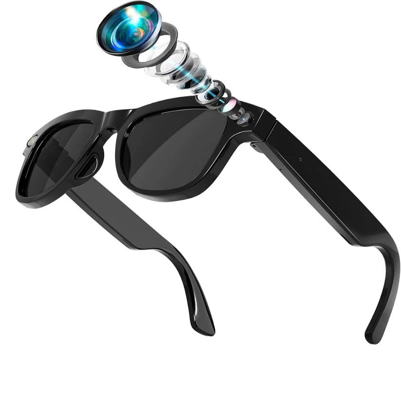 Smart Glasses with Integrated Video Camera & Bluetooth Audio - Stylish Wearable Tech for Hands-Free Recording & Streaming