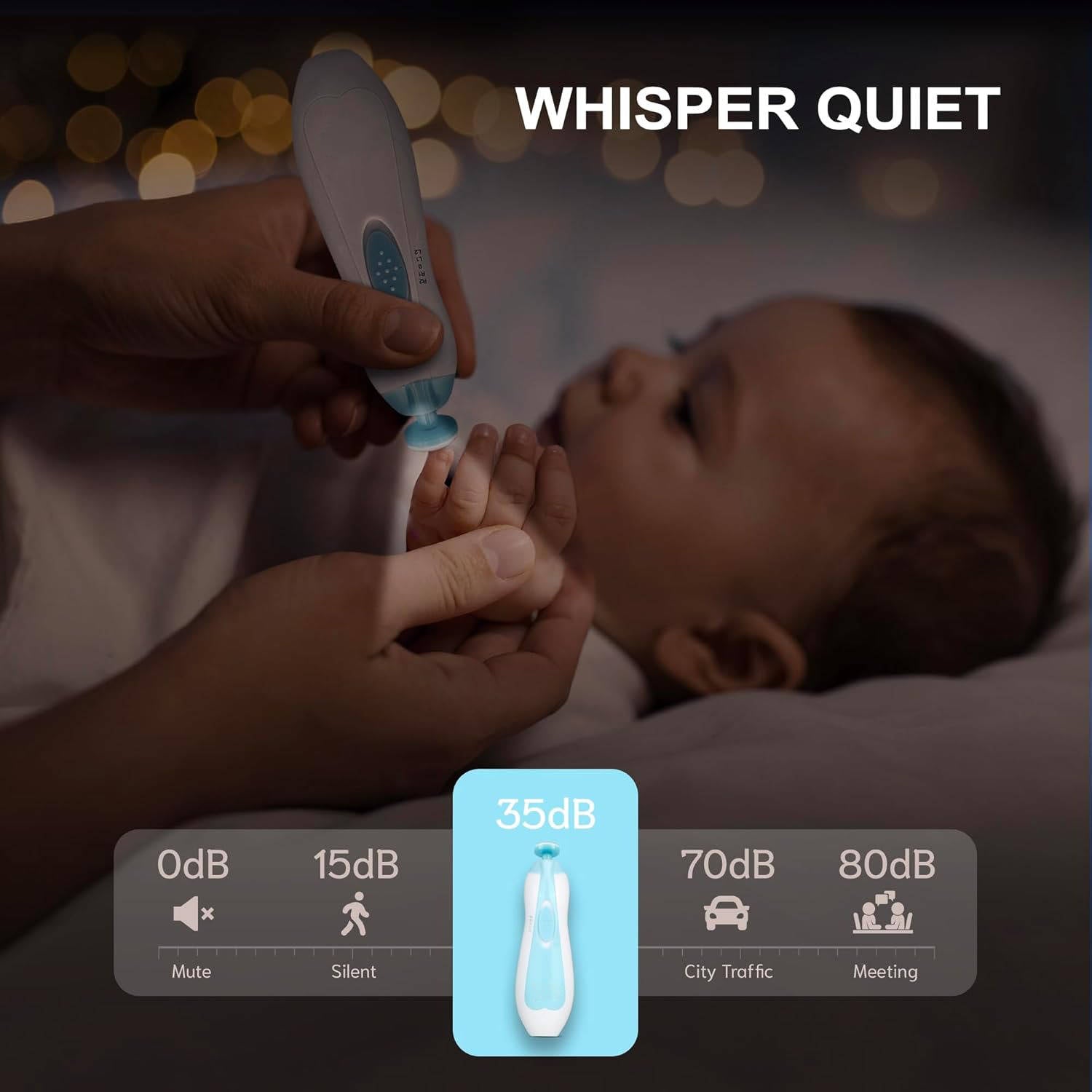 Electric Baby Nail File Set - 21 Pieces with Touch Stop Sensor & LED Light for Safe and Easy Nail Care