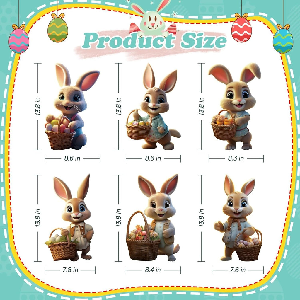 Set of 6 Outdoor Easter Bunny Yard Signs with Ground Stakes - Festive Spring Decor for Lawn and Garden