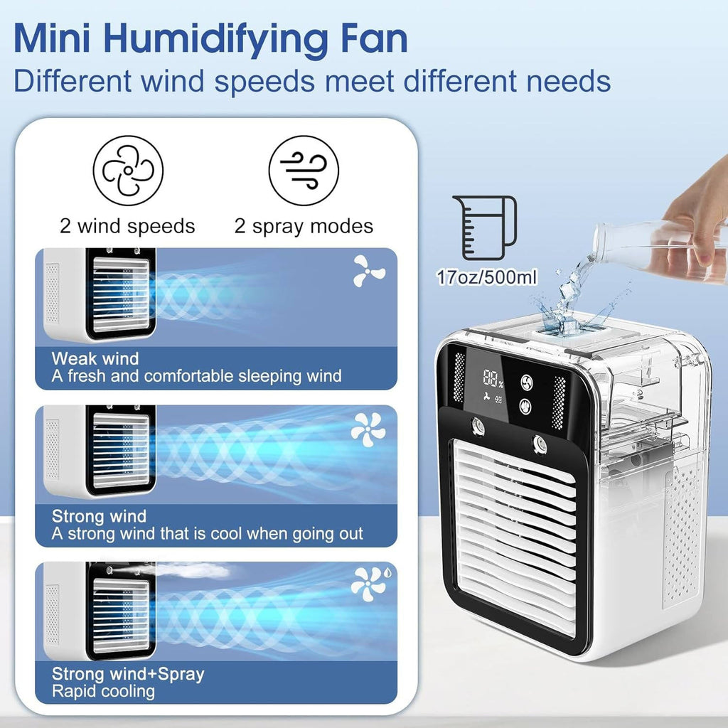 Portable Misting Air Cooler - Dual Nano Spray Technology & Rechargeable Battery for Ultimate Cooling Comfort