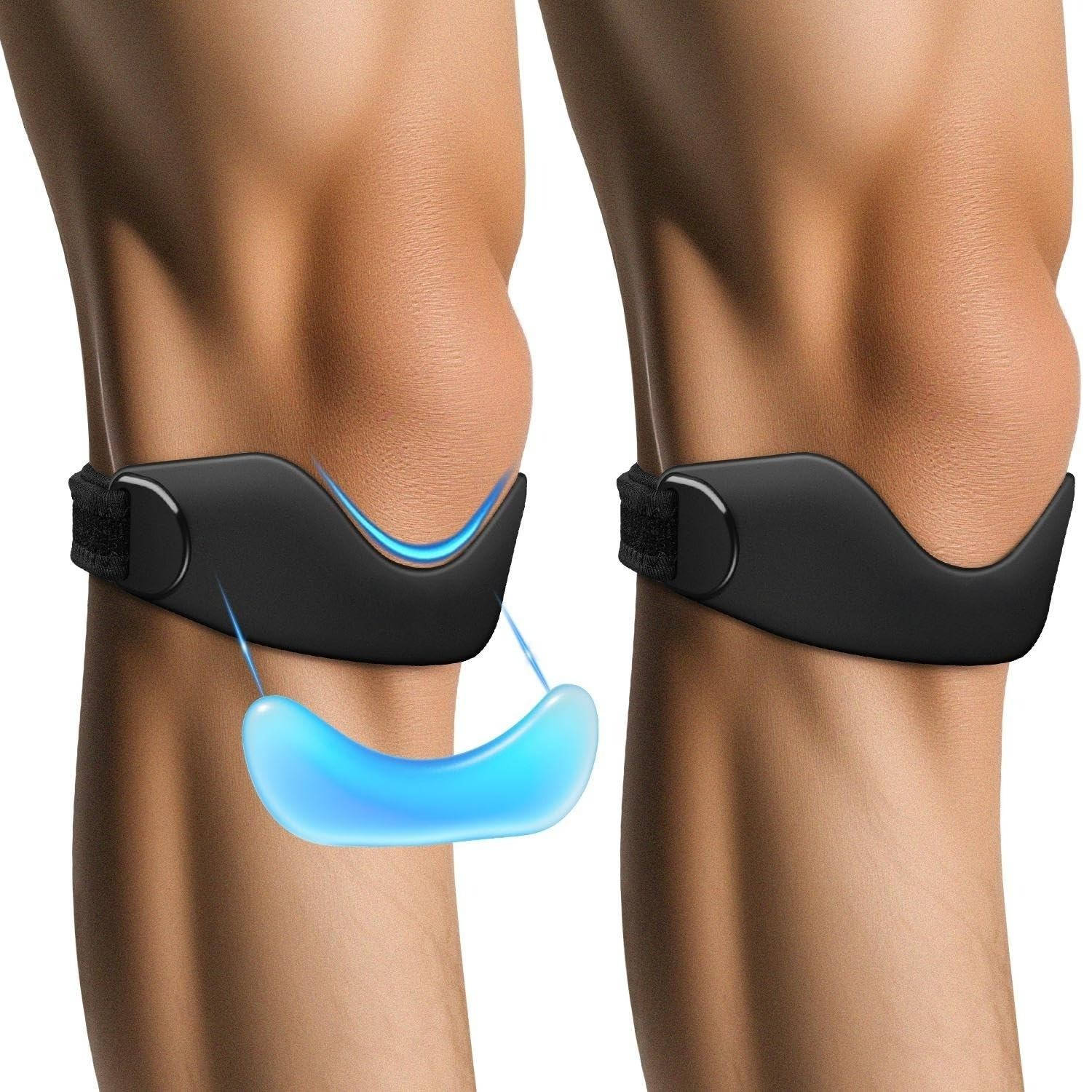 2-Pack Adjustable Patellar Tendon Strap with Silicone Cushioning & Non-Slip Grip for Knee Support