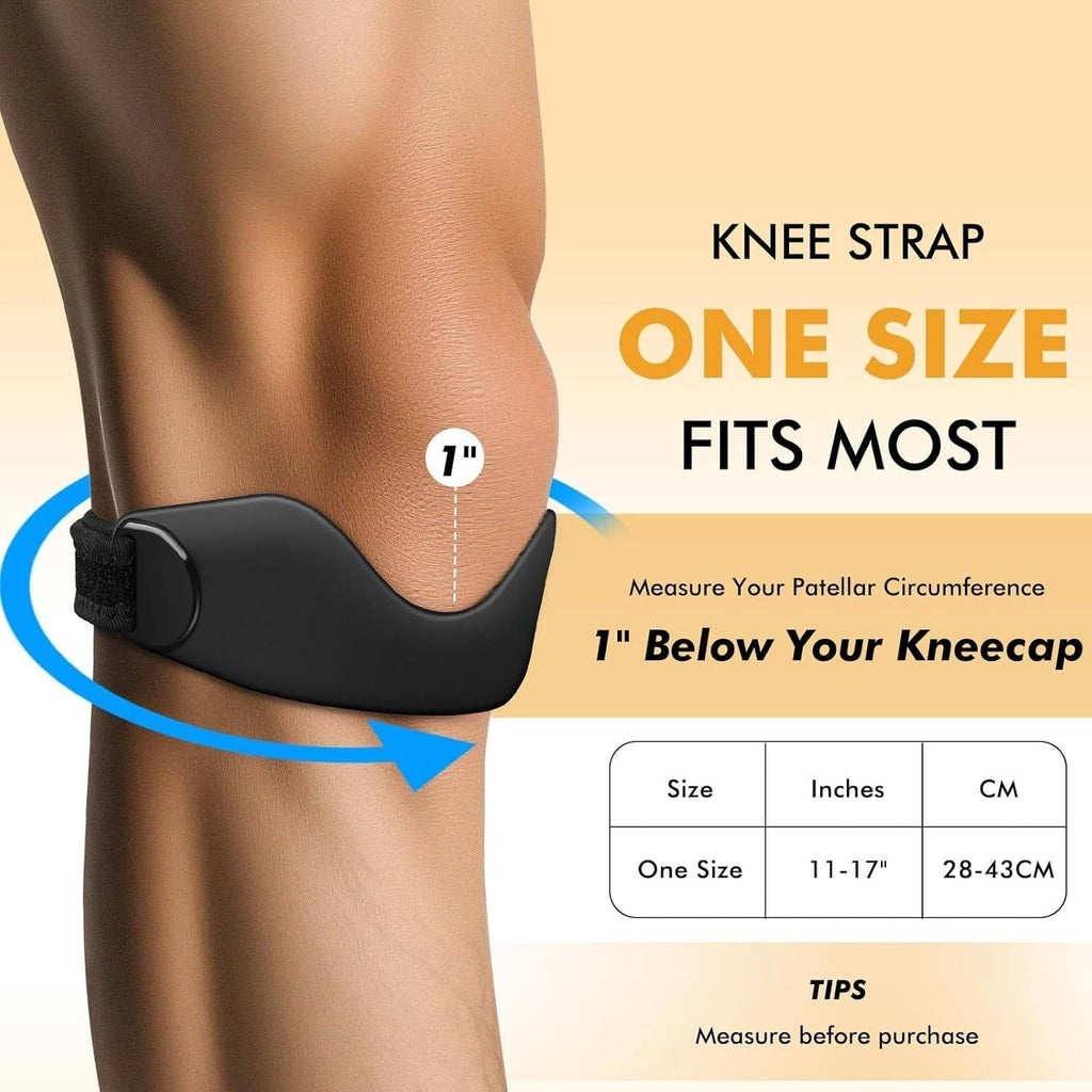 2-Pack Adjustable Patellar Tendon Strap with Silicone Cushioning & Non-Slip Grip for Knee Support