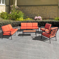 Auresta 5-Piece Outdoor Sofa Set - Vibrant Orange with Stylish Coffee Table - Perfect for Patios & Backyards