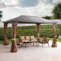 Seranta Brown Outdoor Gazebo with Netting & Durable Aluminium Frame - Perfect for Patios & Gardens