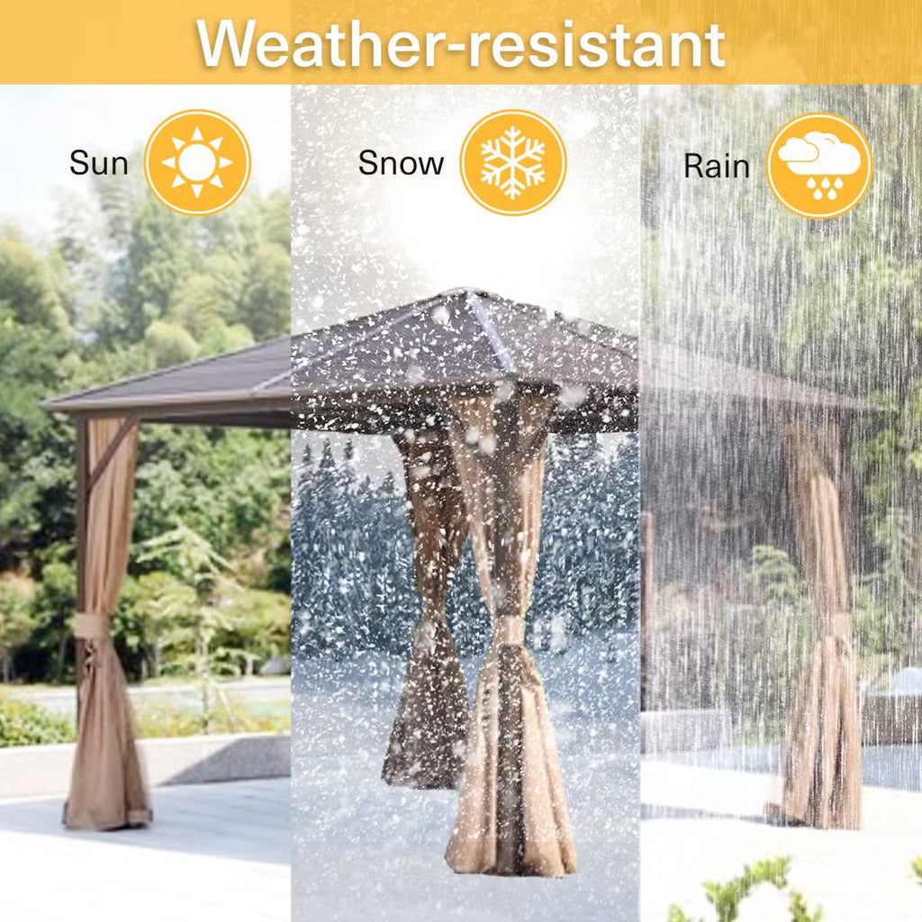 Seranta Brown Outdoor Gazebo with Netting & Durable Aluminium Frame - Perfect for Patios & Gardens
