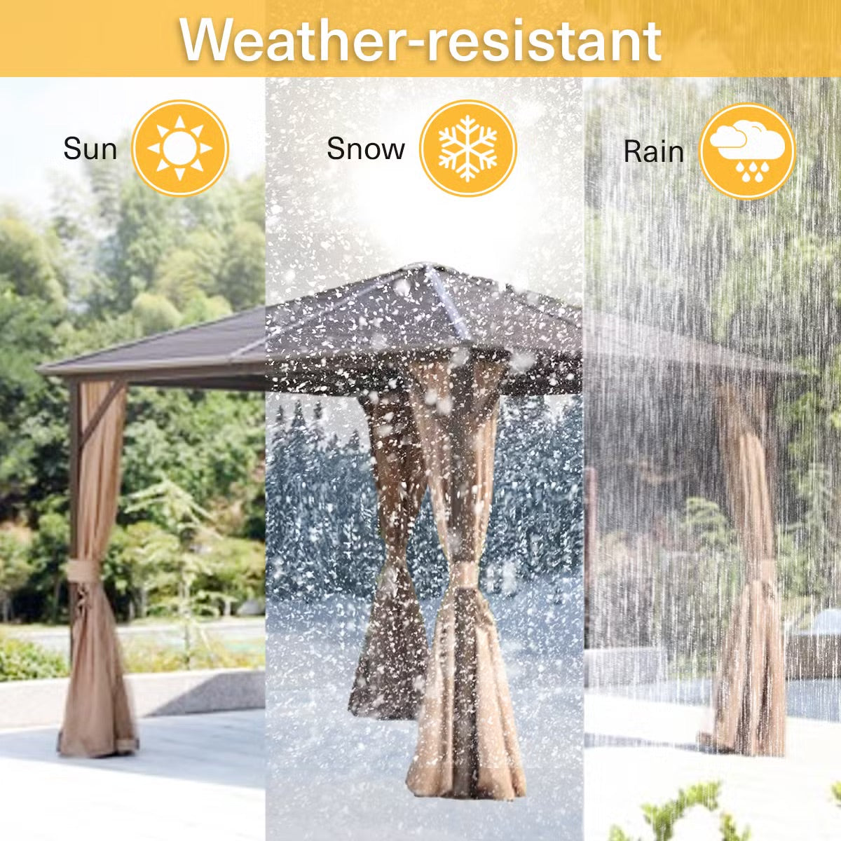 Seranta Brown Outdoor Gazebo with Netting & Durable Aluminium Frame - Perfect for Patios & Gardens