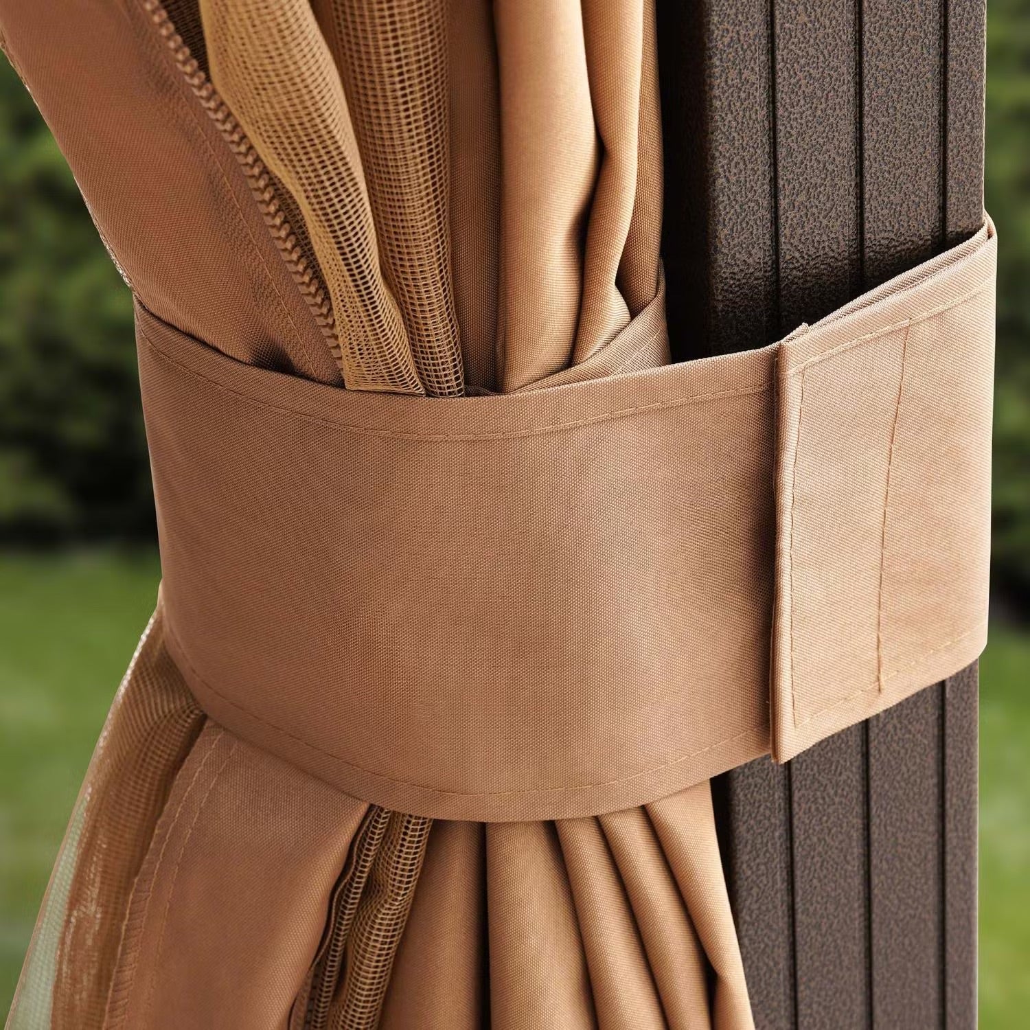 Seranta Brown Outdoor Gazebo with Netting & Durable Aluminium Frame - Perfect for Patios & Gardens