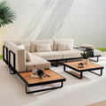 Solvara Luxe 8-Seater Outdoor Corner Sofa Set - Stylish Beige Patio Furniture for Ultimate Comfort