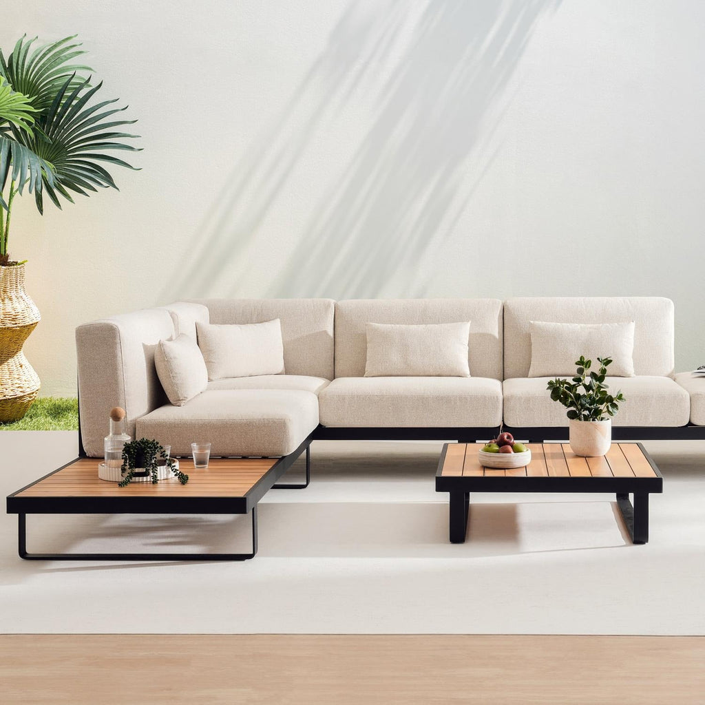 Solvara Luxe 8-Seater Outdoor Corner Sofa Set - Stylish Beige Patio Furniture for Ultimate Comfort