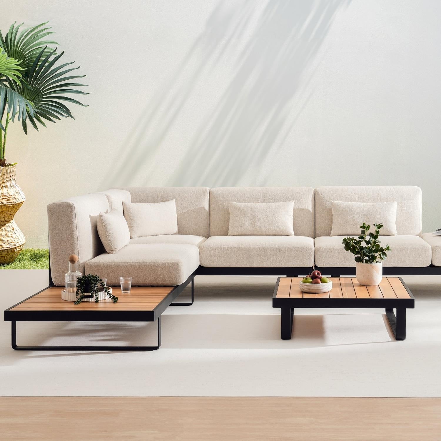 Solvara Luxe 8-Seater Outdoor Corner Sofa Set - Stylish Beige Patio Furniture for Ultimate Comfort