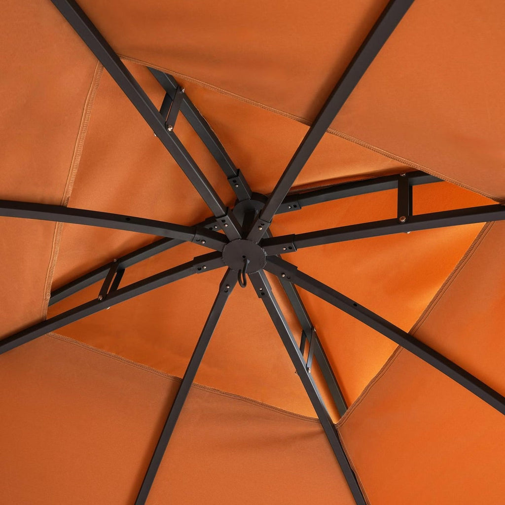 Sorona 3x3m Outdoor Gazebo with Comfortable Seating & Table - Stylish Beige & Orange Design for Patios & Gardens