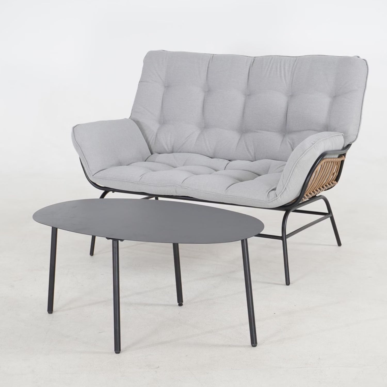 Sorella Grey 4-Seater Outdoor Sofa Set with Coffee Table & End Table – Stylish Patio Furniture for Relaxation