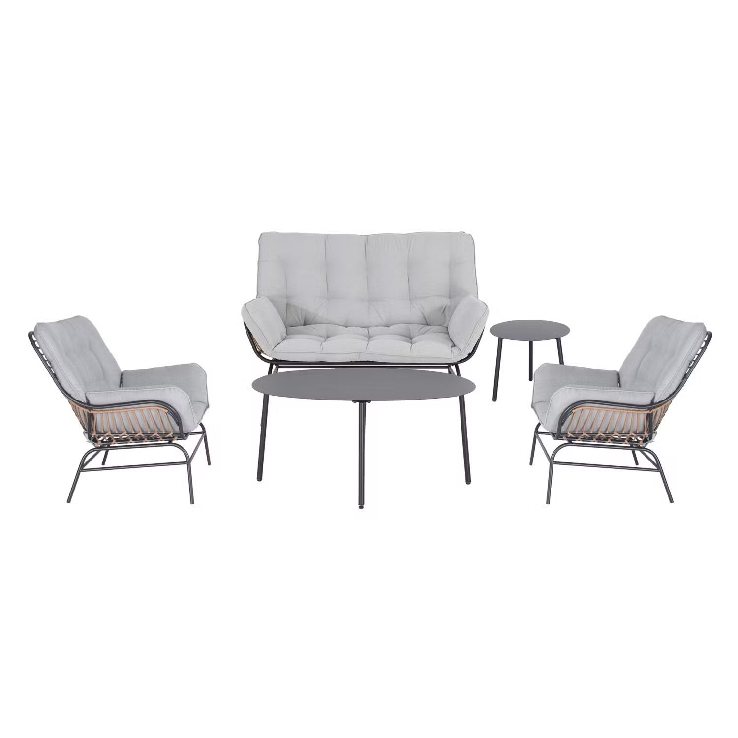 Sorella Grey 4-Seater Outdoor Sofa Set with Coffee Table & End Table – Stylish Patio Furniture for Relaxation
