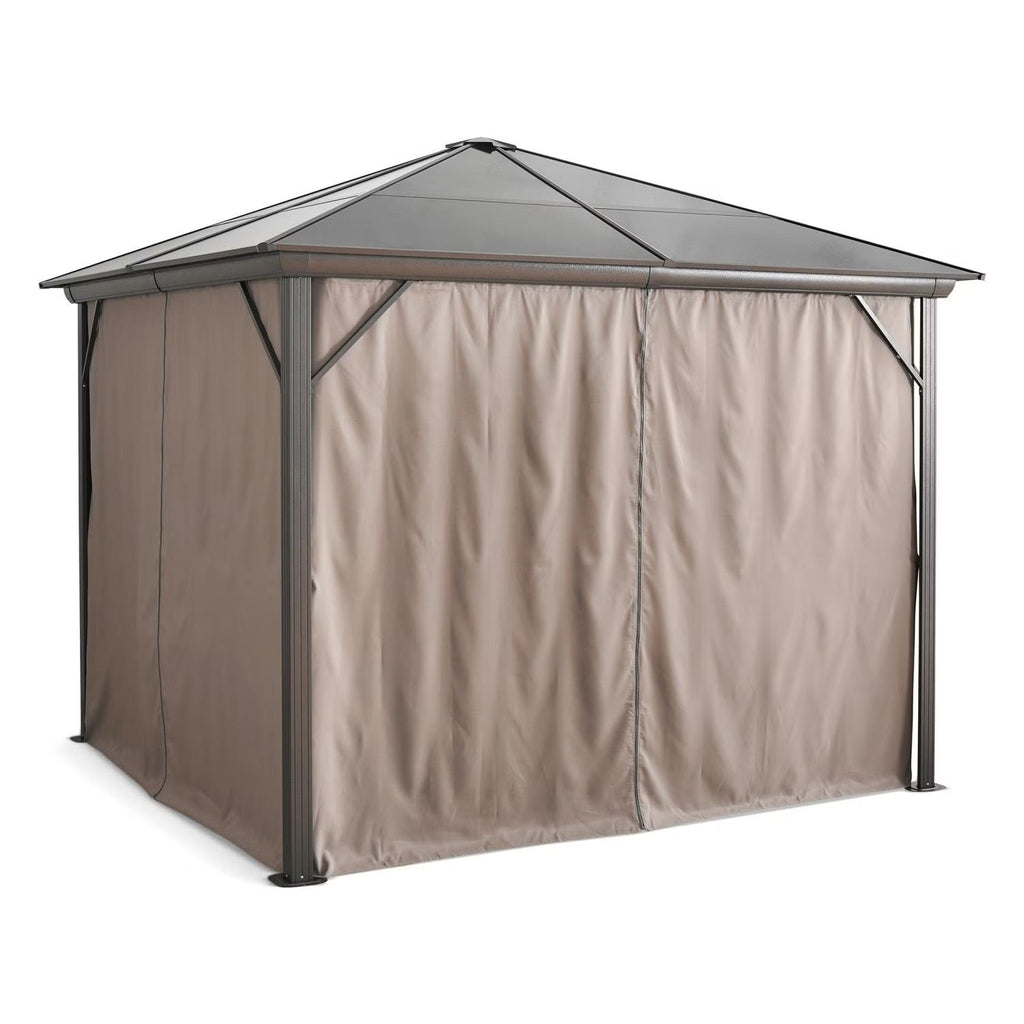 Trevana 3x3m Brown Outdoor Gazebo with Netting & Ceiling Hook - Weather-Resistant Canopy for Patio, Garden, and Events
