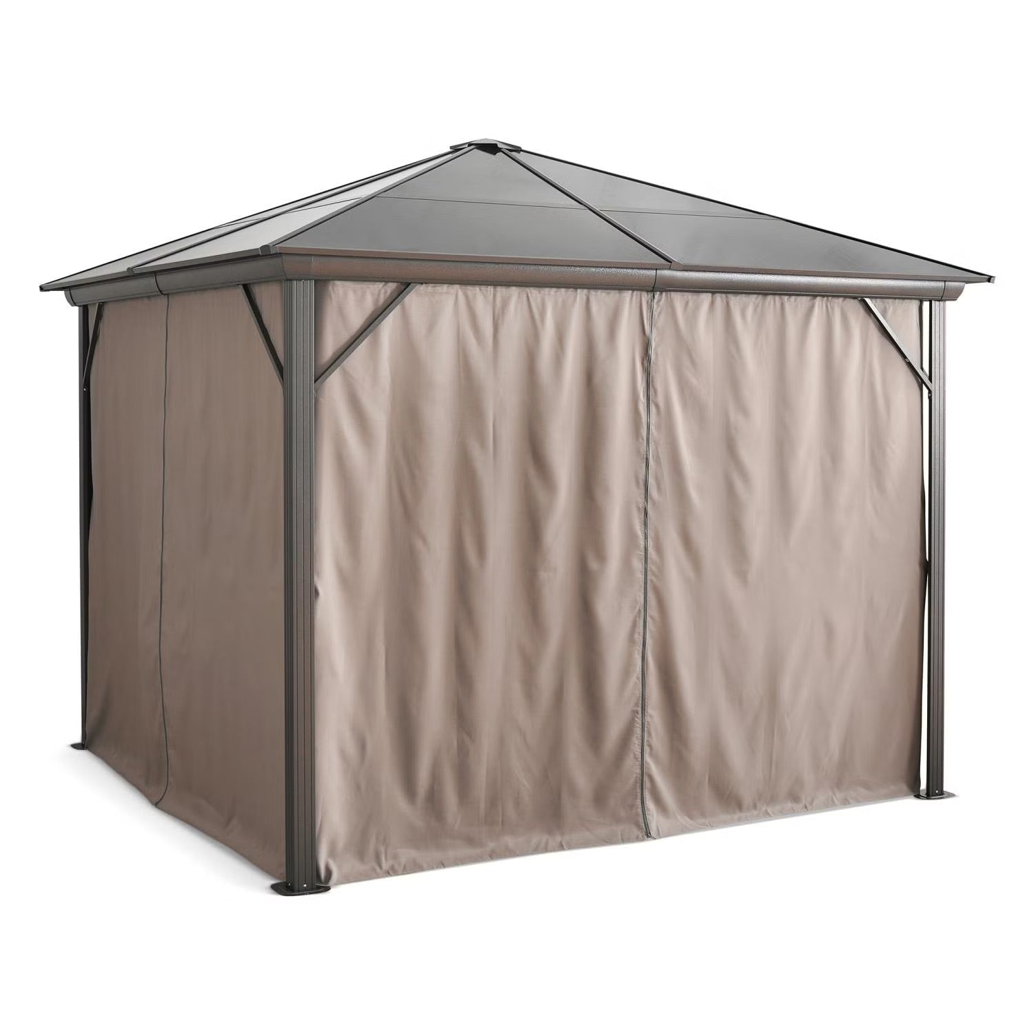 Trevana 3x3m Brown Outdoor Gazebo with Netting & Ceiling Hook - Weather-Resistant Canopy for Patio, Garden, and Events