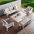 Valencia 5-Seater Outdoor Sofa Set with Bench & Lift-Top Coffee Table - Beige & White Patio Furniture