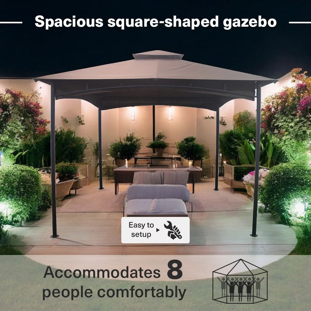 Valetta 3x3m Brown Outdoor Steel Gazebo with Weather-Resistant Canopy – Durable Patio Shelter for Garden & Events