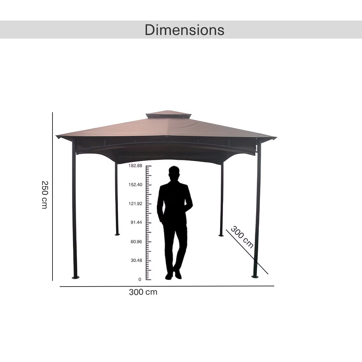 Valetta 3x3m Brown Outdoor Steel Gazebo with Weather-Resistant Canopy – Durable Patio Shelter for Garden & Events