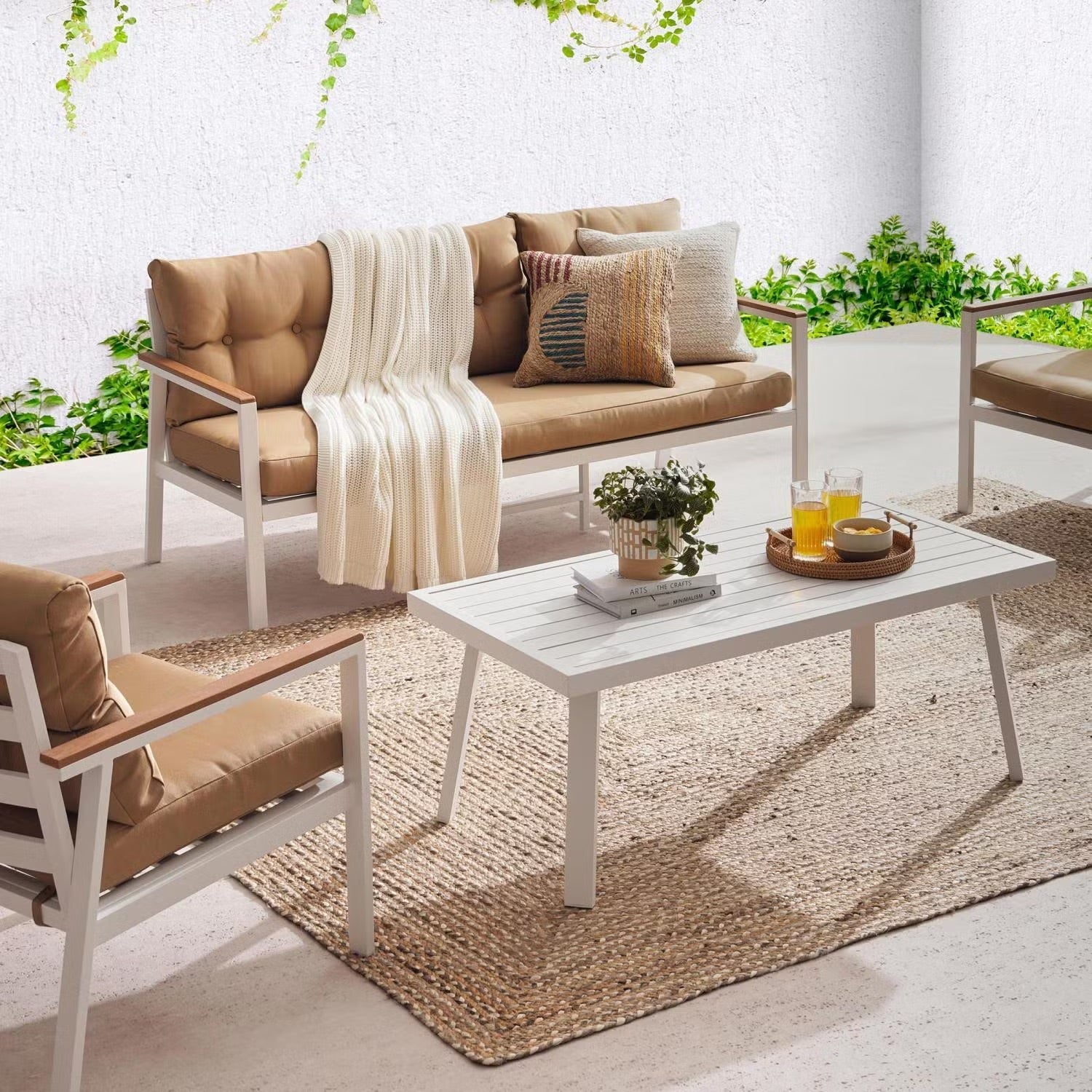 Verano 5-Seater Brown Outdoor Sofa Set with Coffee Table - Stylish Patio Furniture for Relaxing & Entertaining