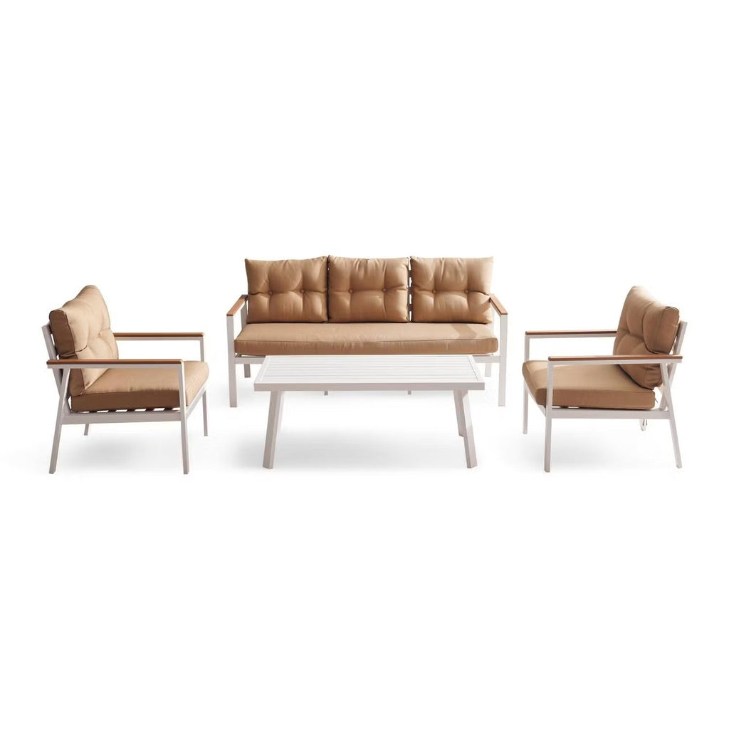 Verano 5-Seater Brown Outdoor Sofa Set with Coffee Table - Stylish Patio Furniture for Relaxing & Entertaining
