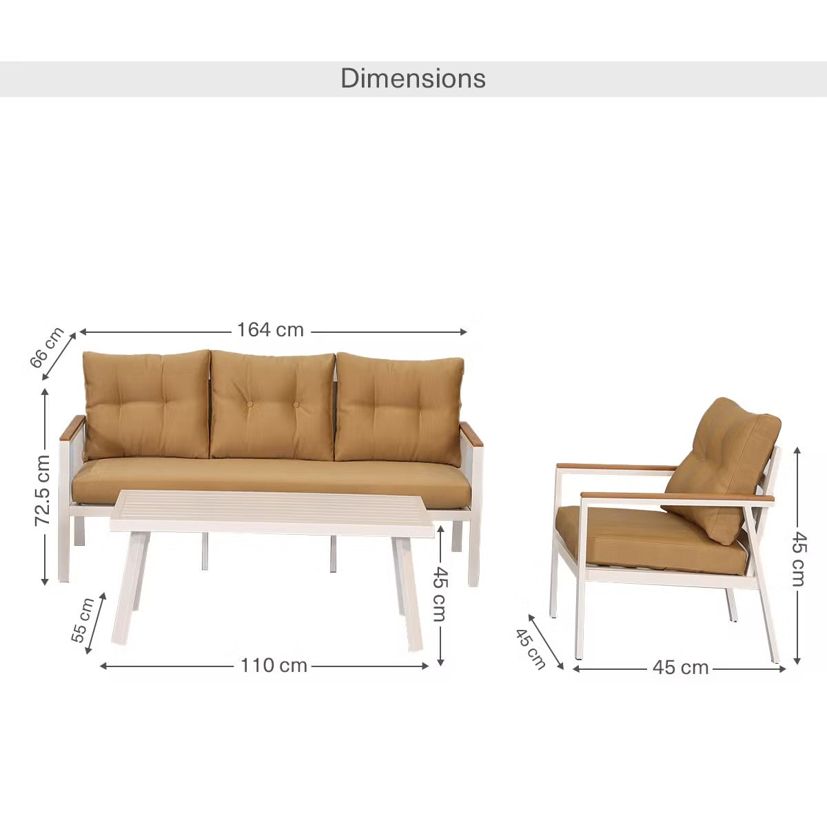 Verano 5-Seater Brown Outdoor Sofa Set with Coffee Table - Stylish Patio Furniture for Relaxing & Entertaining