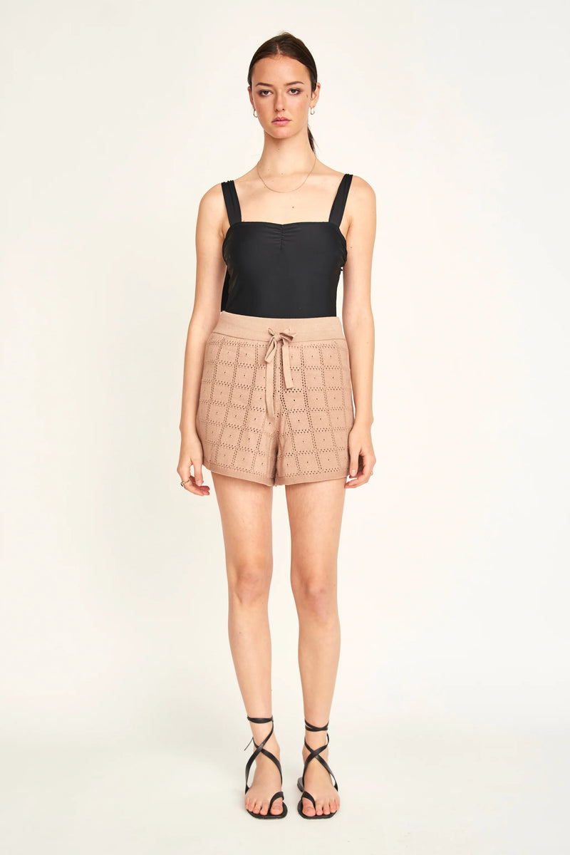 PETRA POINTELLE KNIT SHORT EM MOCHA