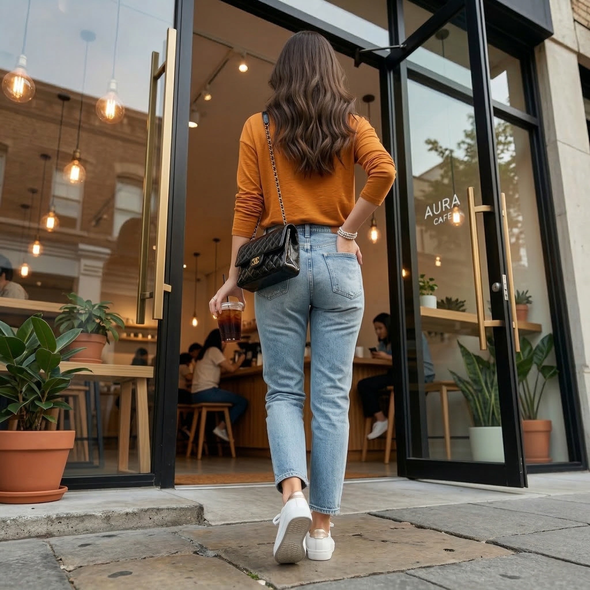 Warm Amber Relaxed Long Sleeve Top