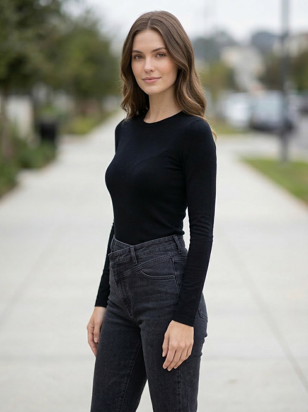 Essential Black Long Sleeve Top