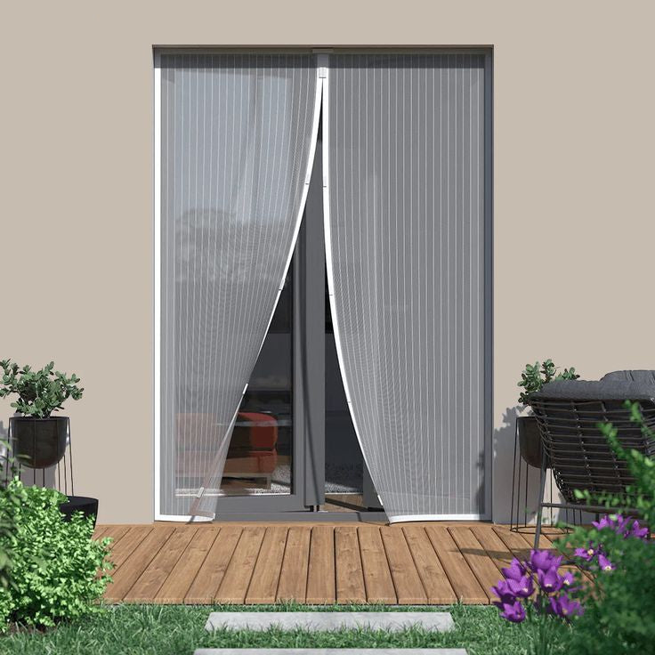 Magnetic Screen Door with Mesh Fabric & Easy Adhesive Installation - Insect & Bug Proof, Hands-Free Entry