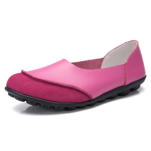 Women's Wide Fit Leather Moccasins with Suede Lining - Comfortable Slip-On Shoes for Everyday Wear